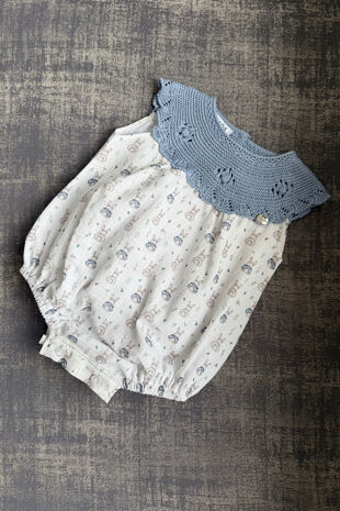 Juliana blue bunny print romper