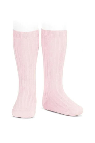 Condor baby pink ribbed knee-high socks