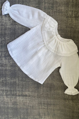 Valentina white frill collar blouse 