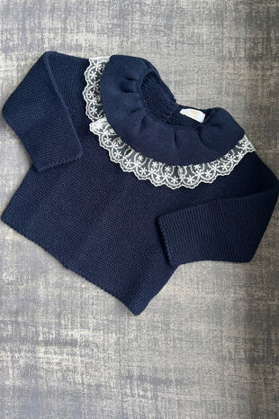 Sienna navy lace collar jumper