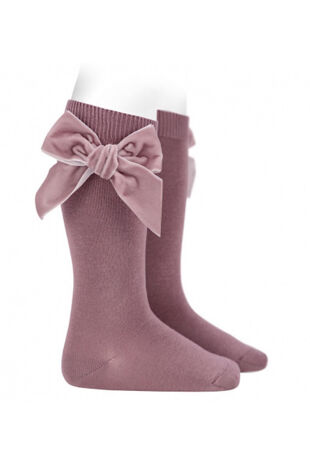 Condor iris velvet bow knee-high socks