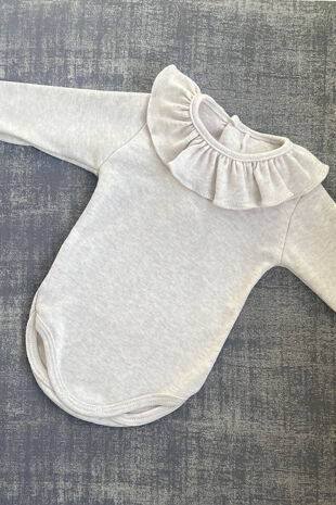 Aspen beige long sleeve collared vest