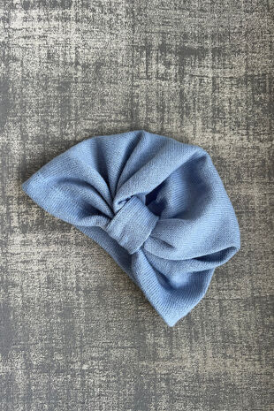 Calamaro blue knitted baby turban 