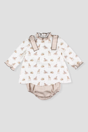 Foque deer print dress and knickers set