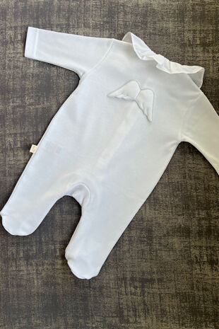 Baby Gi white cotton frilly angel wing babygrow