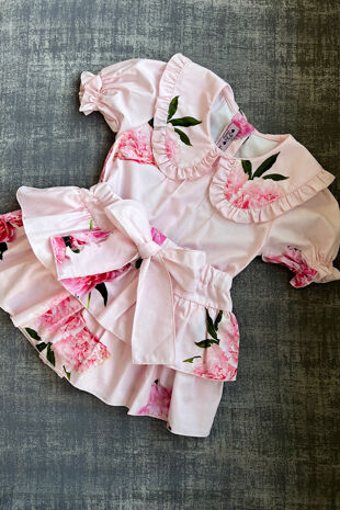 Phi pink peony print skort set