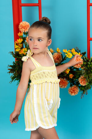 Foque yellow striped playsuit