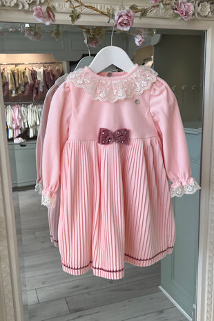Piccola Speranza pink velvet pleated dress 