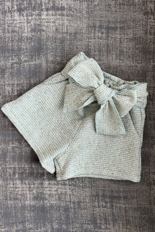 Phi mint and gold tweed bow shorts
