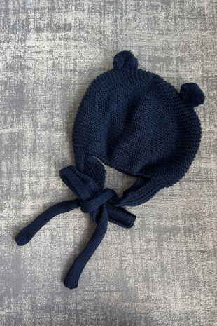 Foque navy blue pom pom bonnet