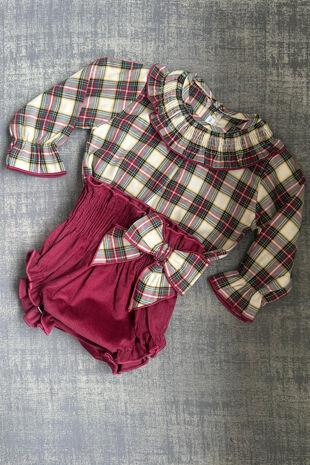 Calamaro tartan bow jam pants set