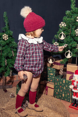 Calamaro tartan frill collar romper