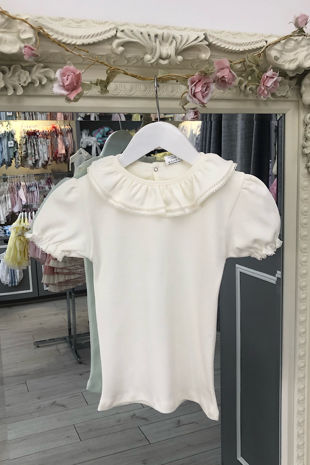 Monaco cream frill collar t-shirt