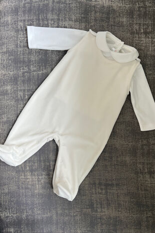 Lyda baby cream velour overall set