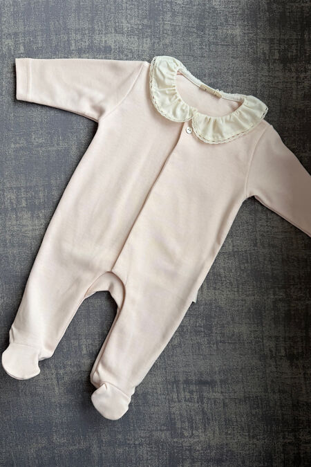 Baby Gi peach cotton collared babygrow