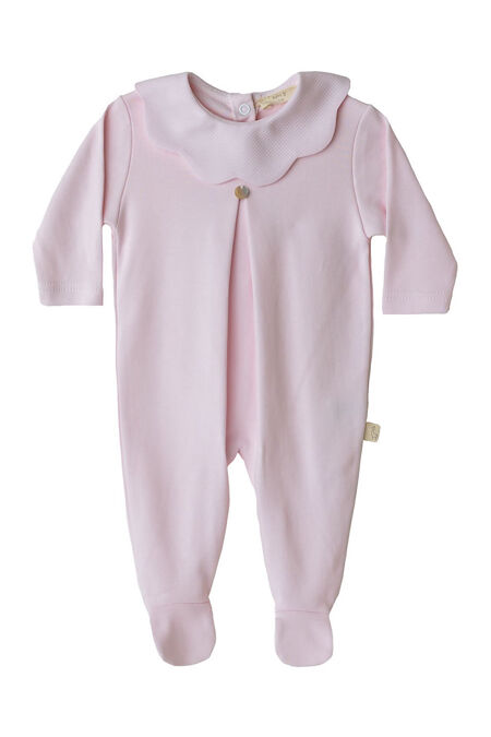 Baby Gi pink pique collar velour babygrow