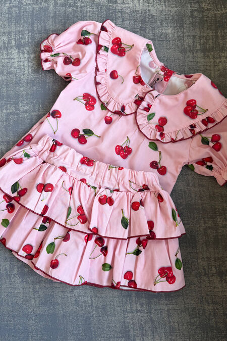 Phi cherry print skort set