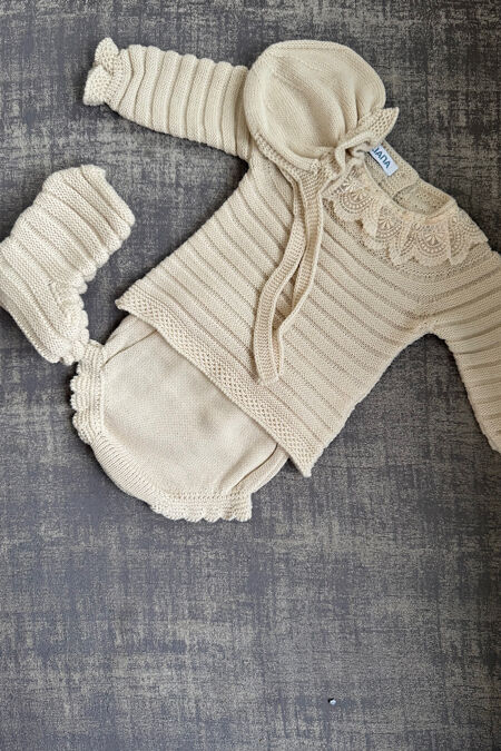 Juliana beige four piece knitted set