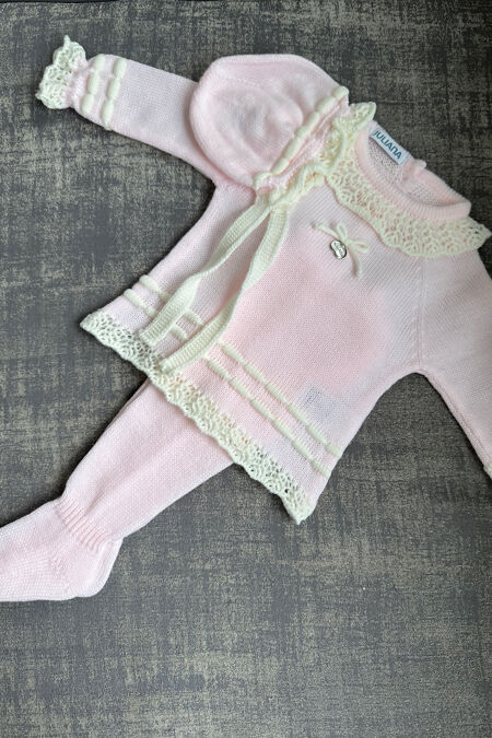 Juliana baby pink and cream knitted set