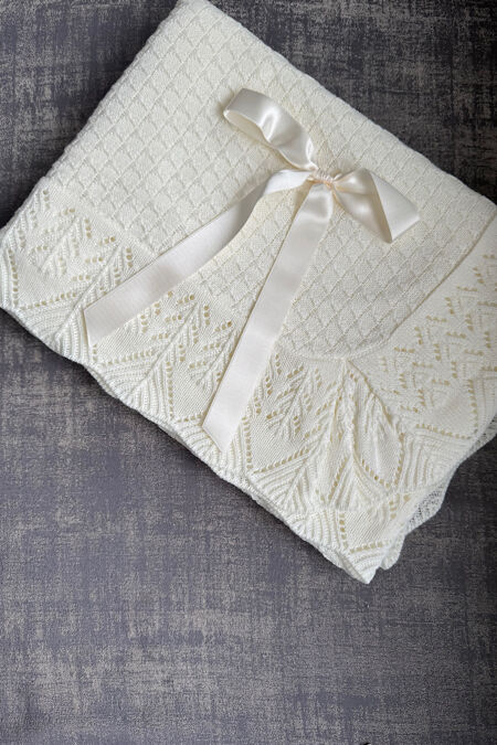 Juliana cream satin bow blanket