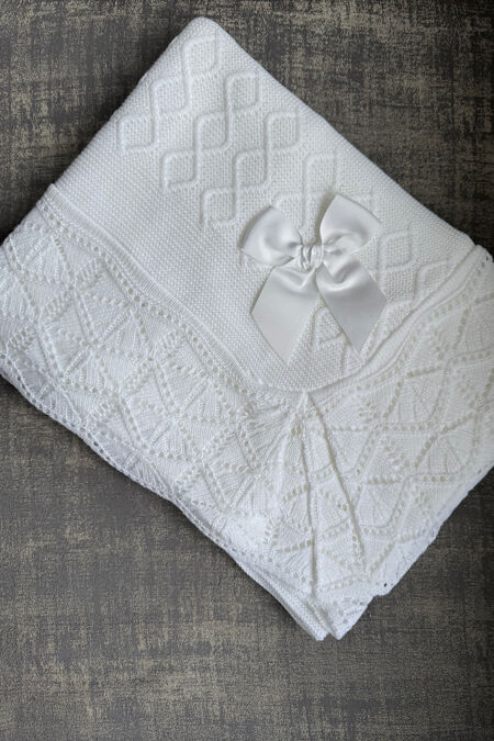 Juliana white bow blanket