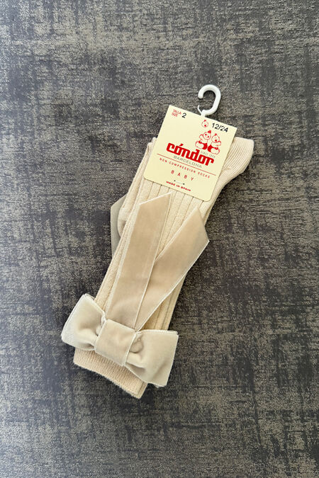Condor lino coquette velvet bow knee sock