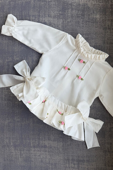 Phi ivory viella flower jam pants set