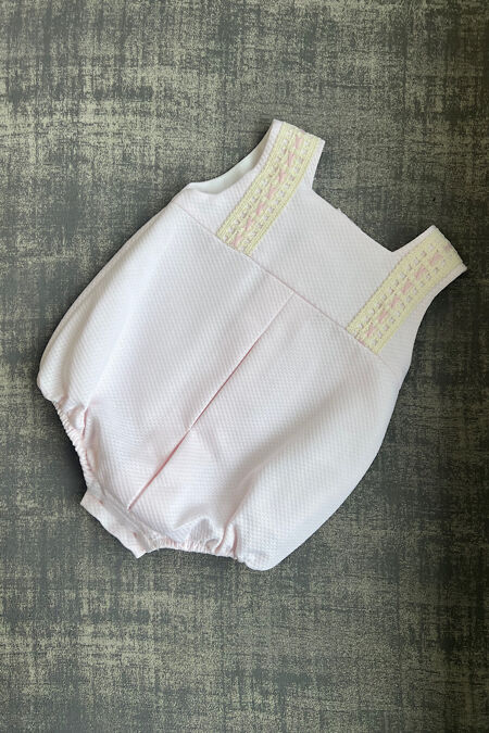 Lor Miral pink romper with cream detail