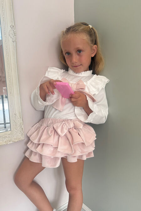 Puro mimo claudia pink blouse and bloomer set 