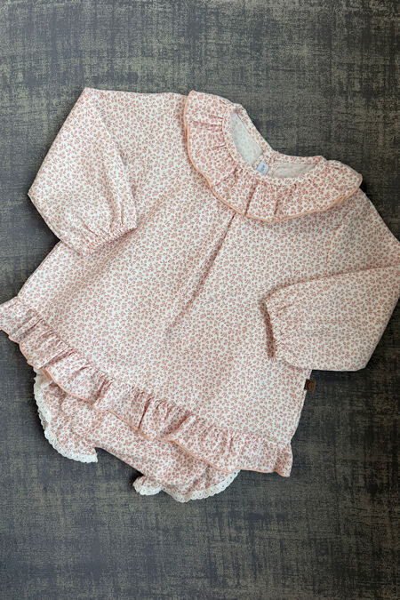 Calamaro pink floral dress and knickers set