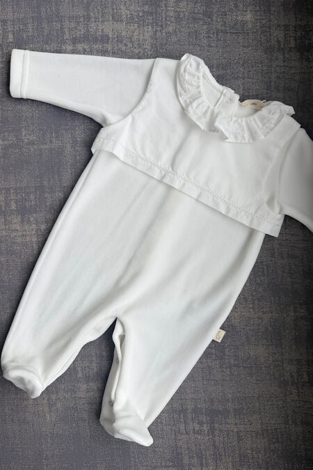 Baby Gi ivory bib front babygrow