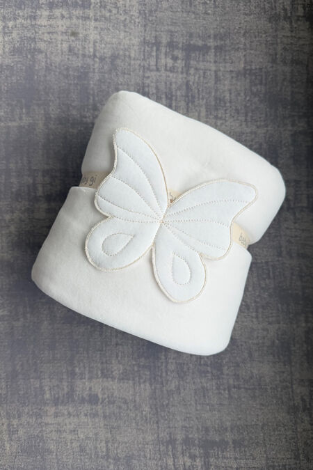 Baby Gi ivory butterfly velour blanket