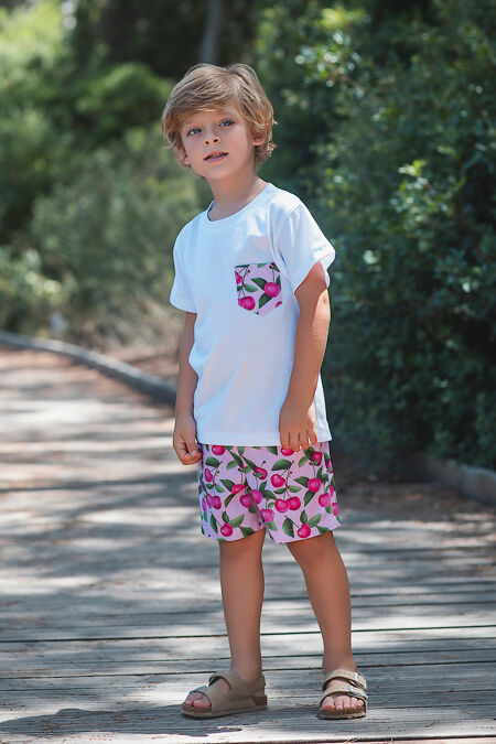 PRE ORDER Rochy boys cherry print swim short and t shirt set