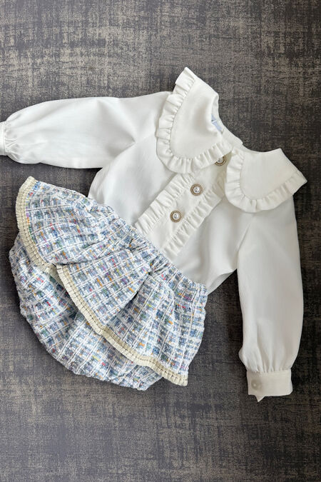 Rochy blue tweed jam pants set