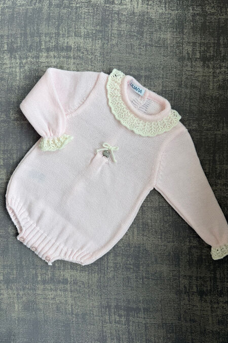 Juliana pink and cream knitted romper