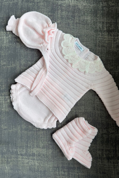 Juliana baby pink four piece knitted set