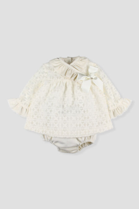 Foque ivory bow dress and knickers set