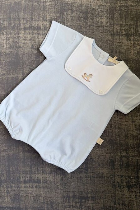 Baby Gi blue rocking horse romper