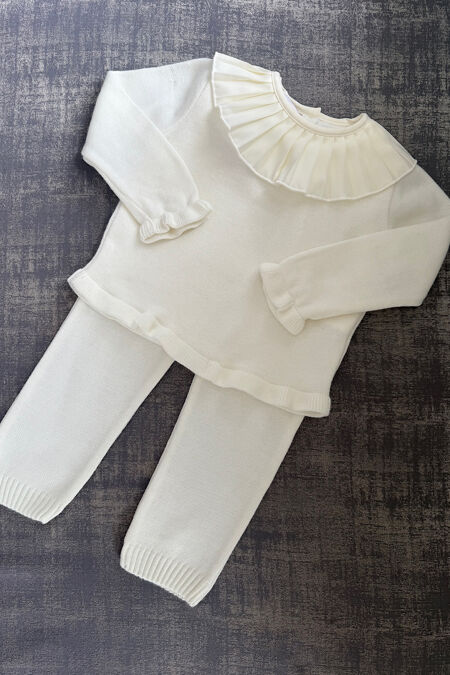 Aurea girls cream pleated collar tracksuit