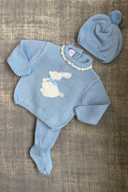 Juliana blue bunny knitted set