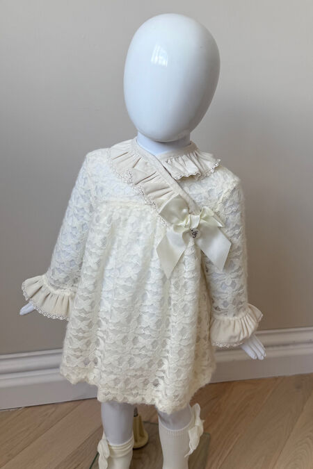 Foque ivory bow dress and knickers set