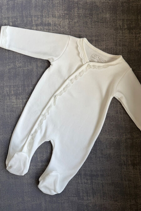 Rapife ivory lace trim babygrow