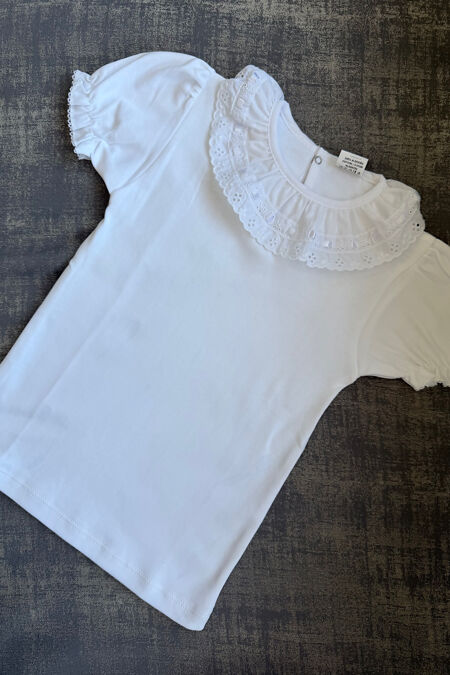 Florence white trim short sleeve top