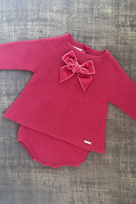 Condor beet pink bow knitted set
