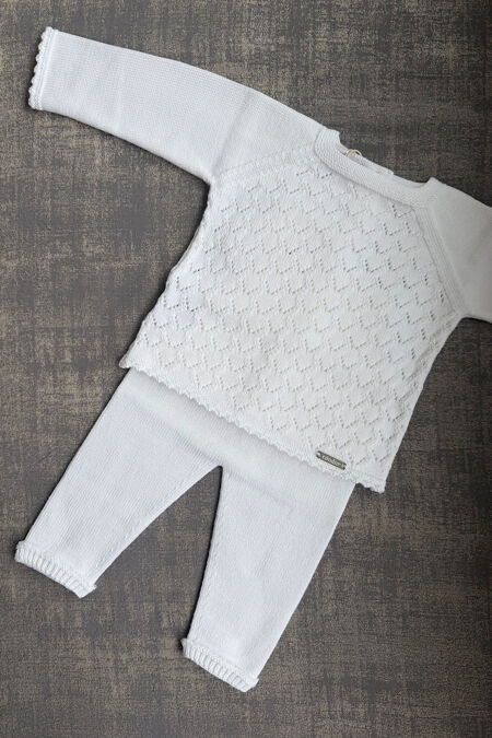 Condor white openwork knitted set