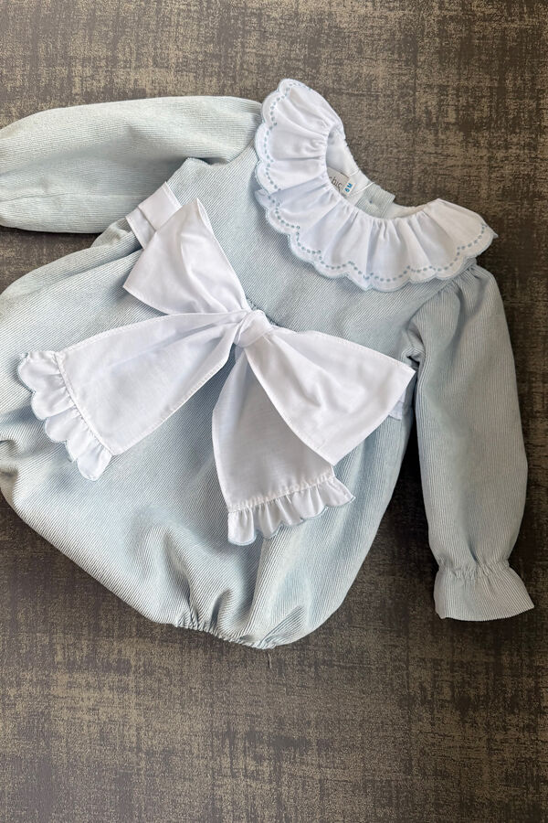 Be chic blue cord bow romper 