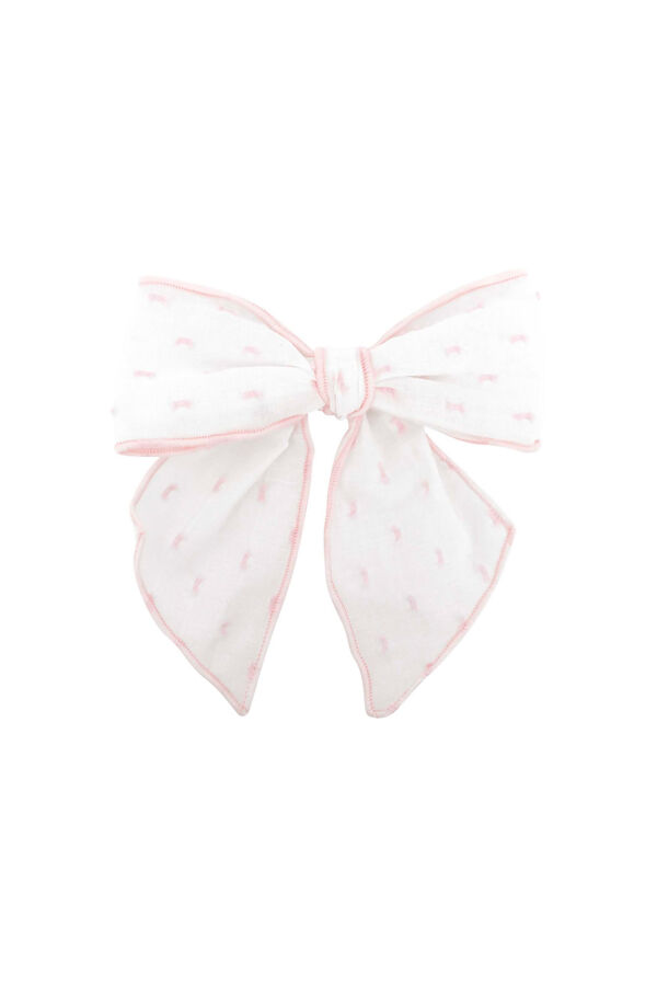 Calamaro white and pink swiss dot hair clip