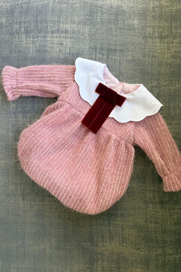Phi pink romper with velvet bows