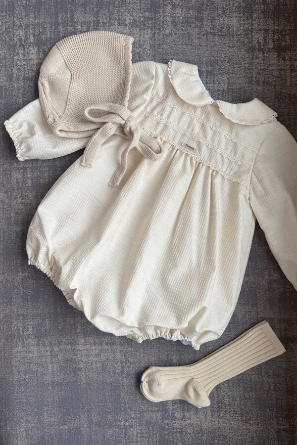 Foque cream long sleeve romper 