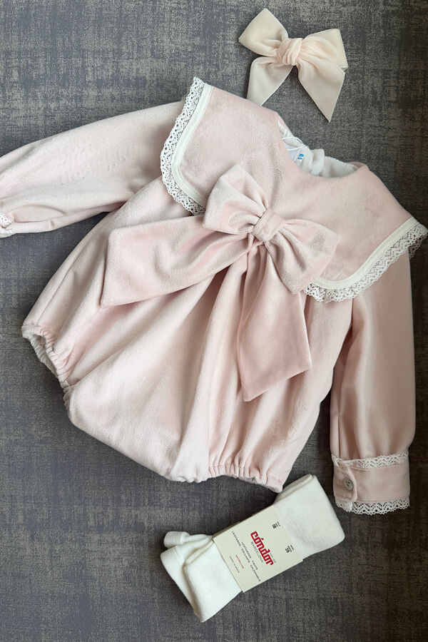 Be chic rosa pink bow romper